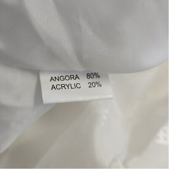 Vintage Adore Women's cream angora rabbit fur embroidered pearl detail Coat Sz M - Picture 10 of 11